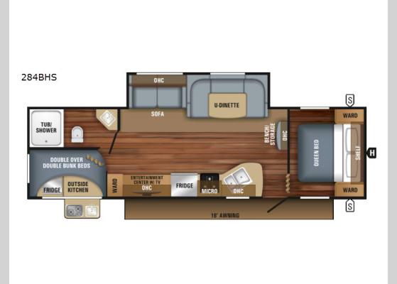 Floorplan - 2018 Jay Flight SLX 284BHS Travel Trailer