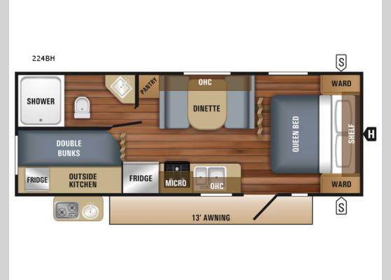 Floorplan - 2018 Jay Flight SLX 224BH Travel Trailer