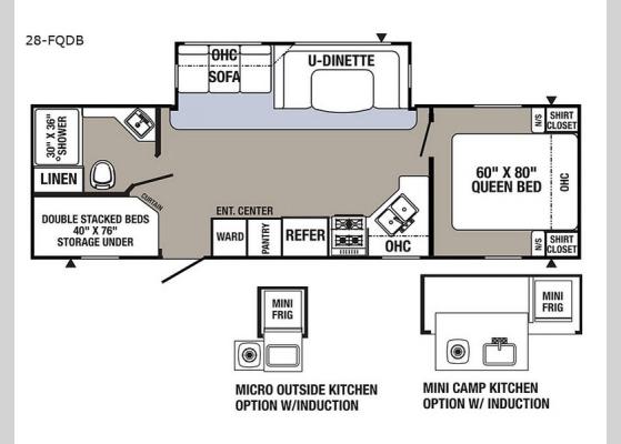 Floorplan - 2019 Puma 28FQDB Travel Trailer