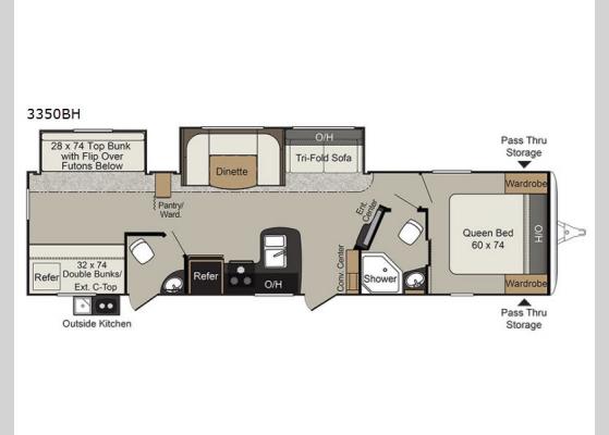 Floorplan - 2019 Passport 3350BH Grand Touring Travel Trailer