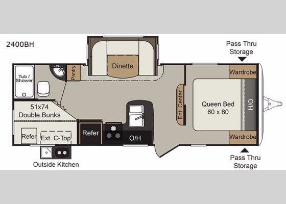 Floorplan - 2019 Passport 2400BH Grand Touring Travel Trailer