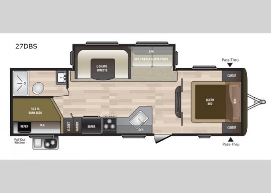 Floorplan - 2019 Hideout 27DBS Travel Trailer