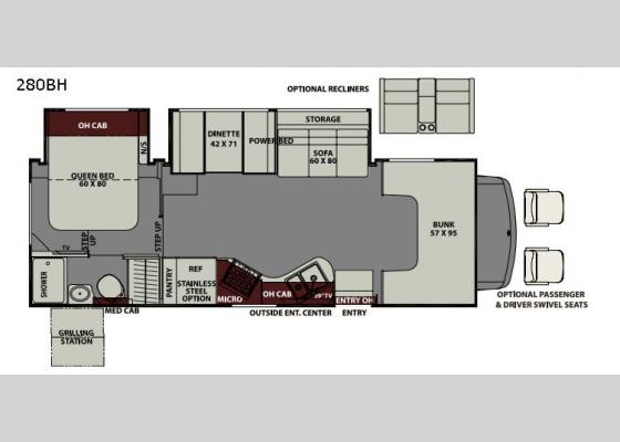 Floorplan - 2019 Leprechaun 280BH Ford 450 Motor Home Class C