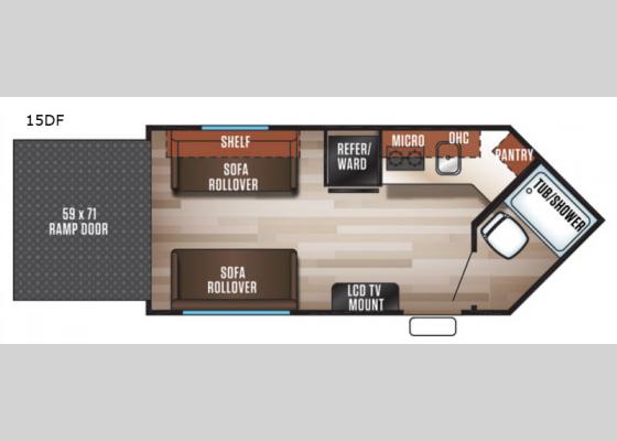 Floorplan - 2019 Cherokee Wolf Pup 15DF Toy Hauler Travel Trailer