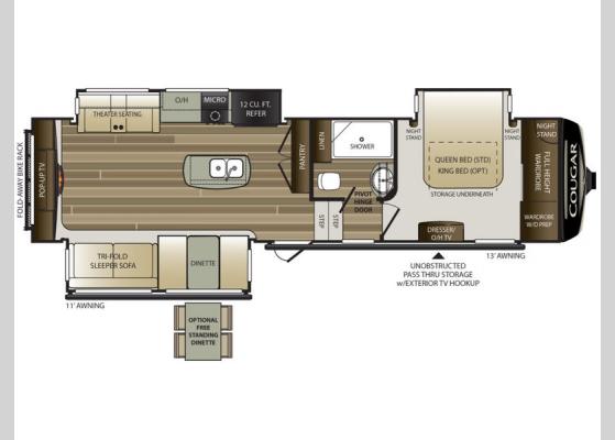 Floorplan - 2019 Cougar 311RES Fifth Wheel