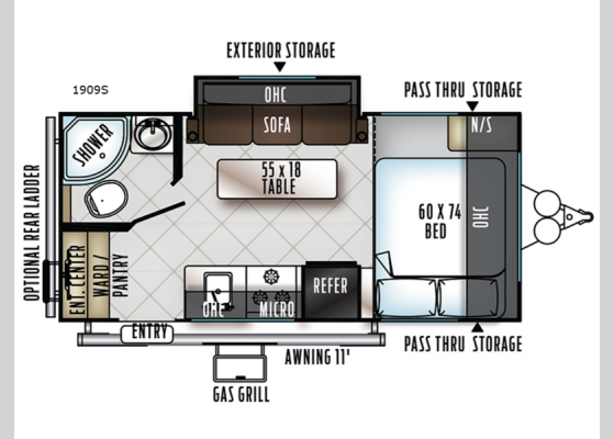 Floorplan - 2019 Rockwood Mini Lite 1909S Travel Trailer