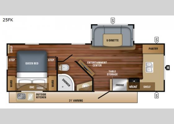 Floorplan - 2019 White Hawk 25FK Travel Trailer