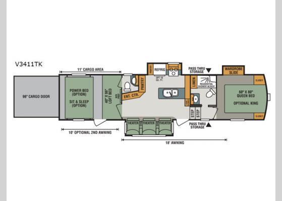 Floorplan - 2019 Venom V3411TK Toy Hauler Fifth Wheel