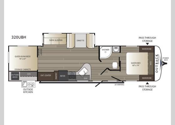 Floorplan - 2019 Outback Ultra Lite 320UBH Travel Trailer