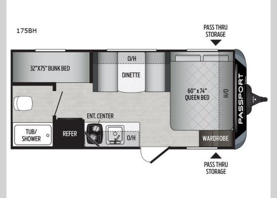 Floorplan - 2019 Passport 175BH Express Travel Trailer