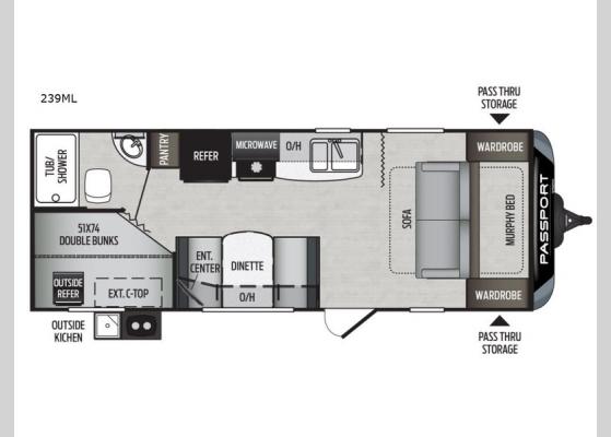 Floorplan - 2019 Passport 239ML Express Travel Trailer