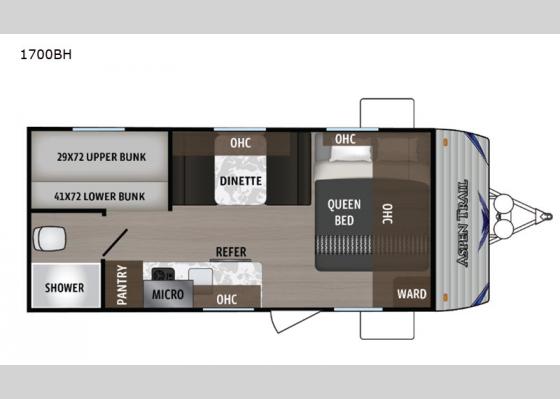 Floorplan - 2019 Aspen Trail 1700BH Travel Trailer