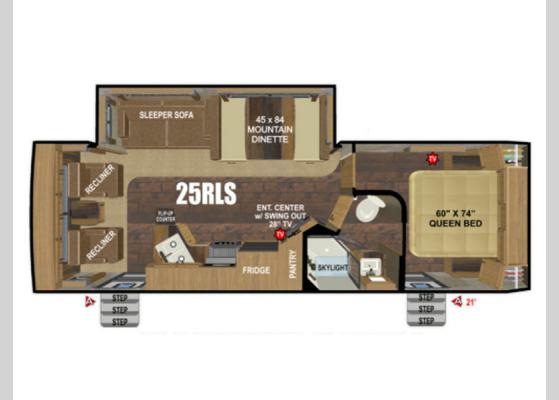 Floorplan - 2019 Back Country Series MTN TRX 25RLS Travel Trailer