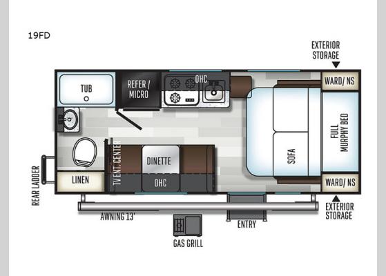 Floorplan - 2019 Flagstaff E-Pro 19FD Travel Trailer