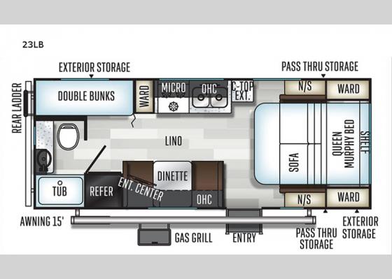 Floorplan - 2020 Flagstaff Micro Lite 23LB Travel Trailer