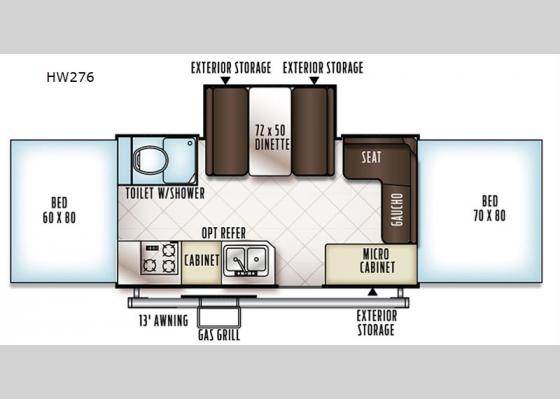 Floorplan - 2020 Rockwood High Wall Series HW276 Folding Pop-Up Camper