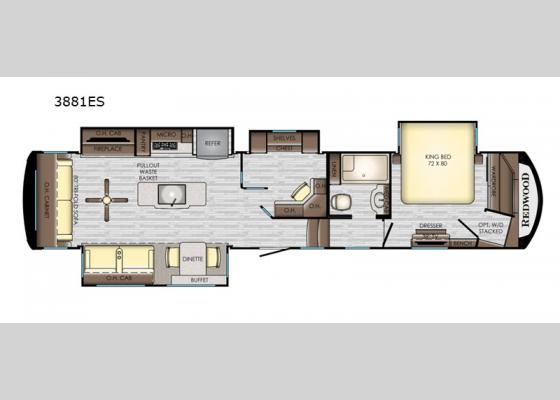 Floorplan - 2020 Redwood 3881ES Fifth Wheel