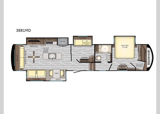 Floorplan - 2020 Redwood 3881MD Fifth Wheel