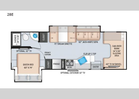 Floorplan - 2020 Four Winds 28E Motor Home Class C