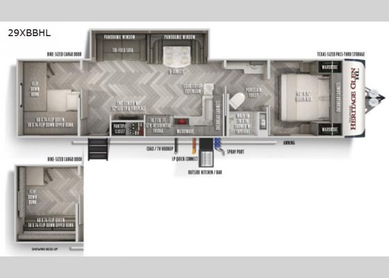 Floorplan - 2020 Wildwood Heritage Glen Hyper-Lyte 29XBBHL Travel Trailer