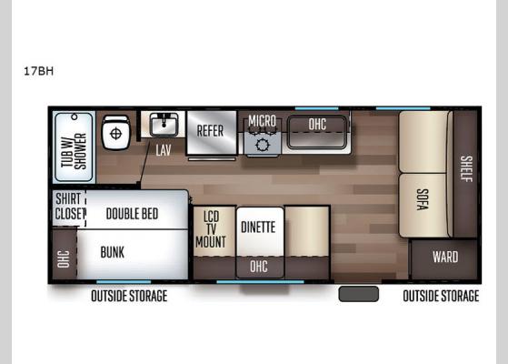 Floorplan - 2021 Cherokee Grey Wolf 17BH Travel Trailer