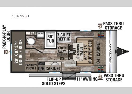 Floorplan - 2021 Sonic Lite SL169VBH Travel Trailer