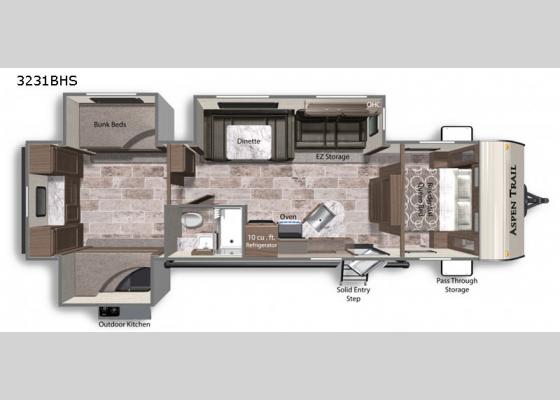 Floorplan - 2020 Aspen Trail 3231BHS Travel Trailer