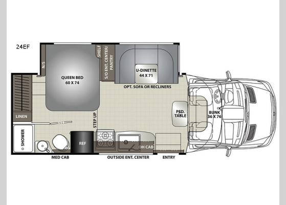 Floorplan - 2021 Prism Elite 24EF Motor Home Class C - Diesel