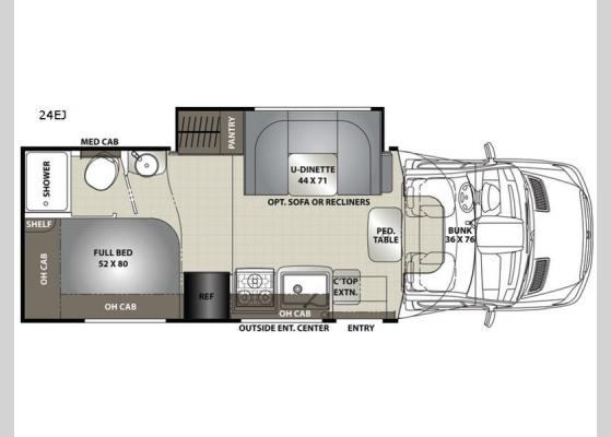 Floorplan - 2021 Prism Elite 24EJ Motor Home Class C - Diesel