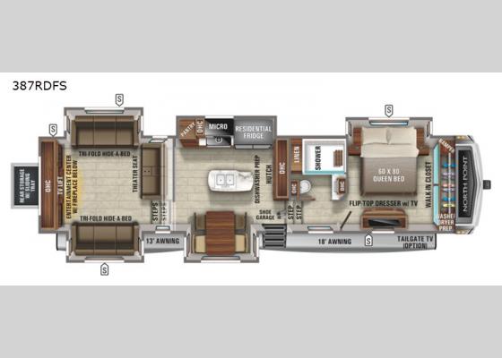 Floorplan - 2021 North Point 387RDFS Fifth Wheel