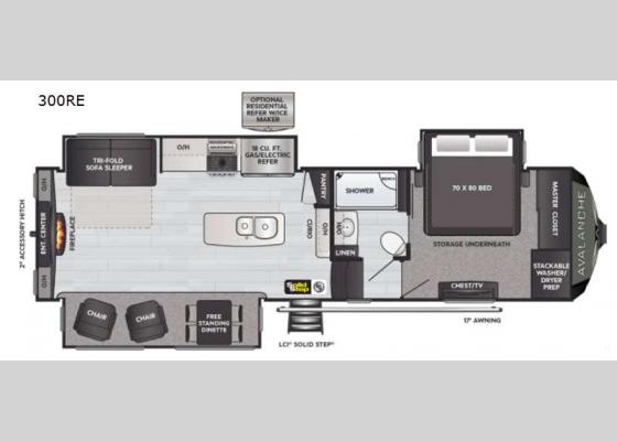 Floorplan - 2021 Avalanche 300RE Fifth Wheel