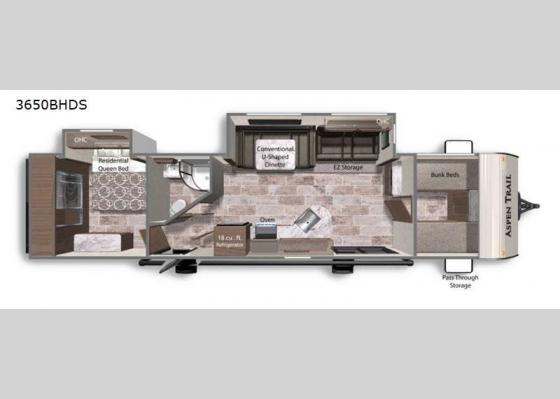 Floorplan - 2021 Aspen Trail 3650BHDS Travel Trailer