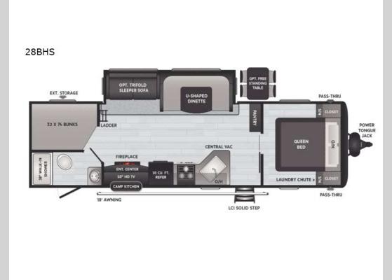 Floorplan - 2021 Hideout 28BHS Travel Trailer