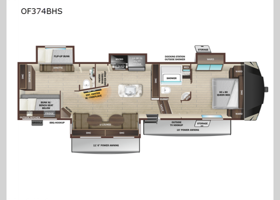 Floorplan - 2022 Open Range OF374BHS Fifth Wheel