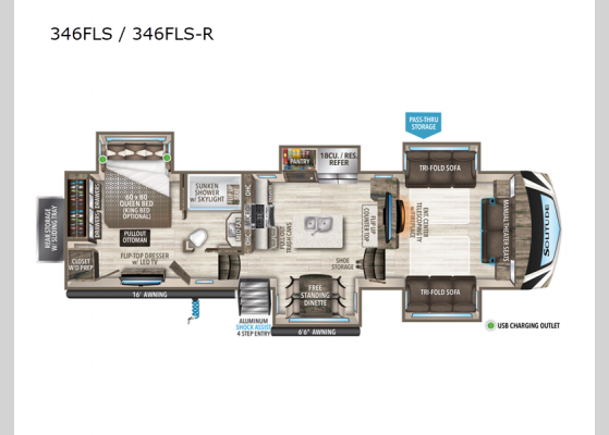Floorplan - 2022 Solitude 346FLS Fifth Wheel