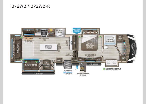 Floorplan - 2022 Solitude 372WB R Fifth Wheel