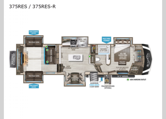 Floorplan - 2022 Solitude 375RES R Fifth Wheel