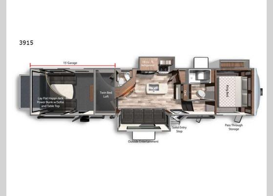 Floorplan - 2022 Voltage 3915 Toy Hauler Fifth Wheel