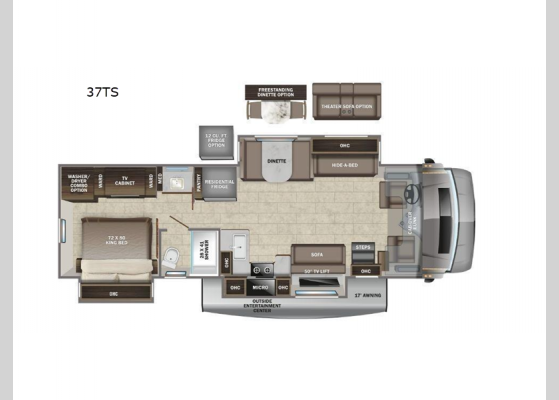 Floorplan - 2022 Accolade 37TS Motor Home Super C - Diesel
