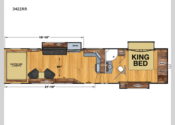 Floorplan - 2023 Attitude Widebody 3422RR Toy Hauler Fifth Wheel