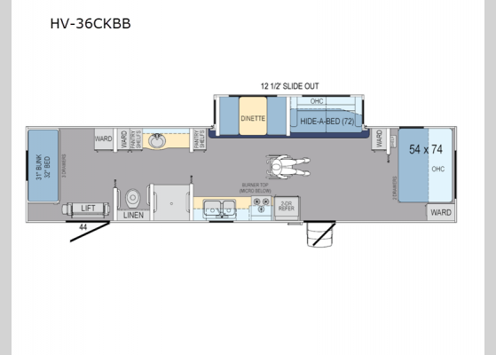 Floorplan - 2023 Harbor View HV-36CKBB Travel Trailer