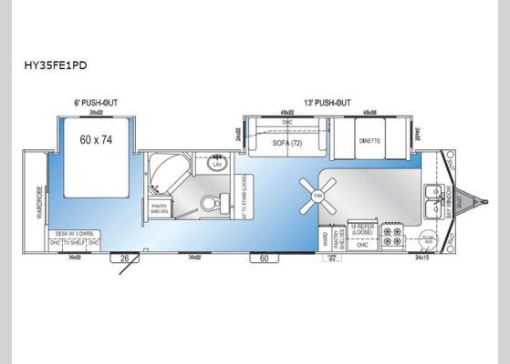 Floorplan - 2023 Hy-Line HY35FE1PD Park Models
