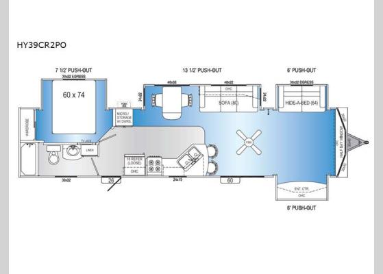 Floorplan - 2023 Hy-Line HY39CR2PO Park Models