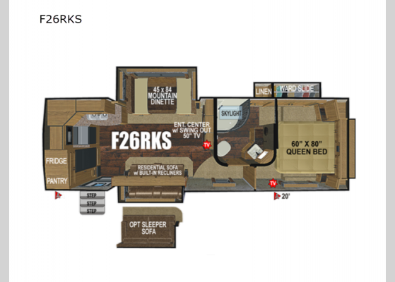 Floorplan - 2023 Glacier Peak Mountain Series F26RKS Fifth Wheel