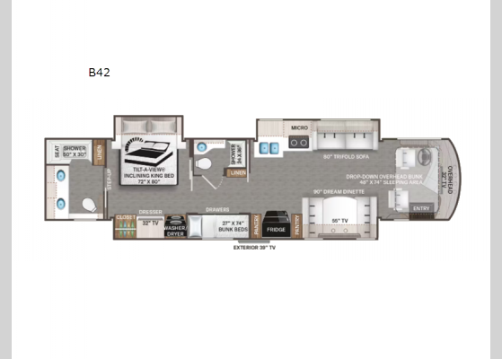 Floorplan - 2023 Venetian B42 Motor Home Class A - Diesel