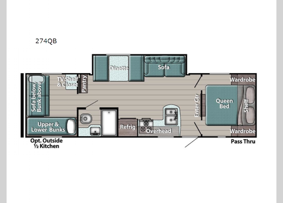 Floorplan - 2022 Kingsport Ultra Lite 274QB Travel Trailer
