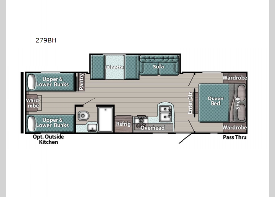 Floorplan - 2022 Kingsport Ultra Lite 279BH Travel Trailer