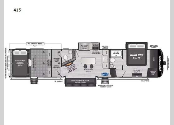 Floorplan - 2025 Raptor 415 Toy Hauler Fifth Wheel