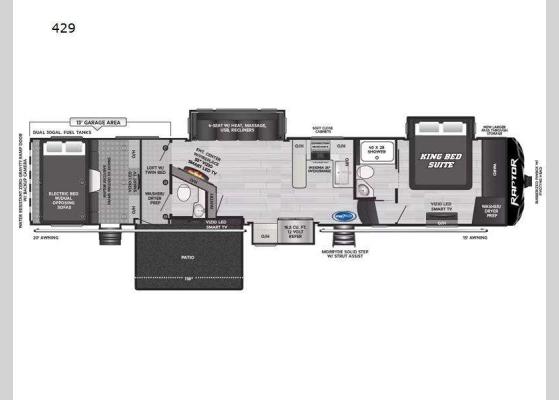 Floorplan - 2025 Raptor 429 Toy Hauler Fifth Wheel