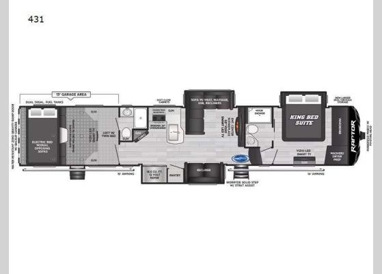 Floorplan - 2025 Raptor 431 Toy Hauler Fifth Wheel